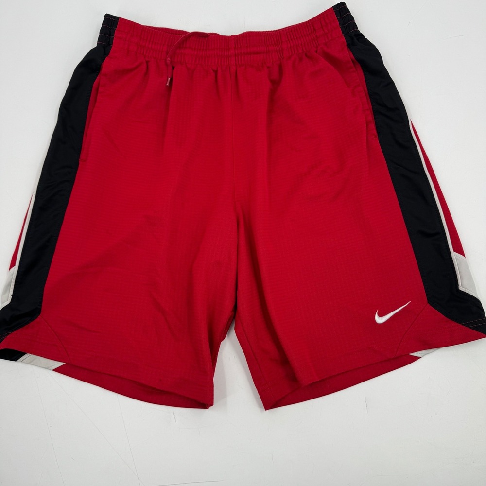 Nike‎ Mens Medium Running Shorts Red Black White Athletic Basketball Dazzle